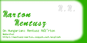 marton mentusz business card